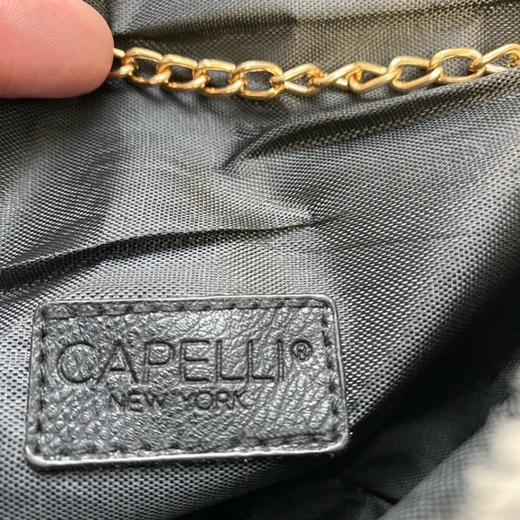 Capelli leopard print fur crossbody clutch bag with chain brown/tan - Picture 6 of 10